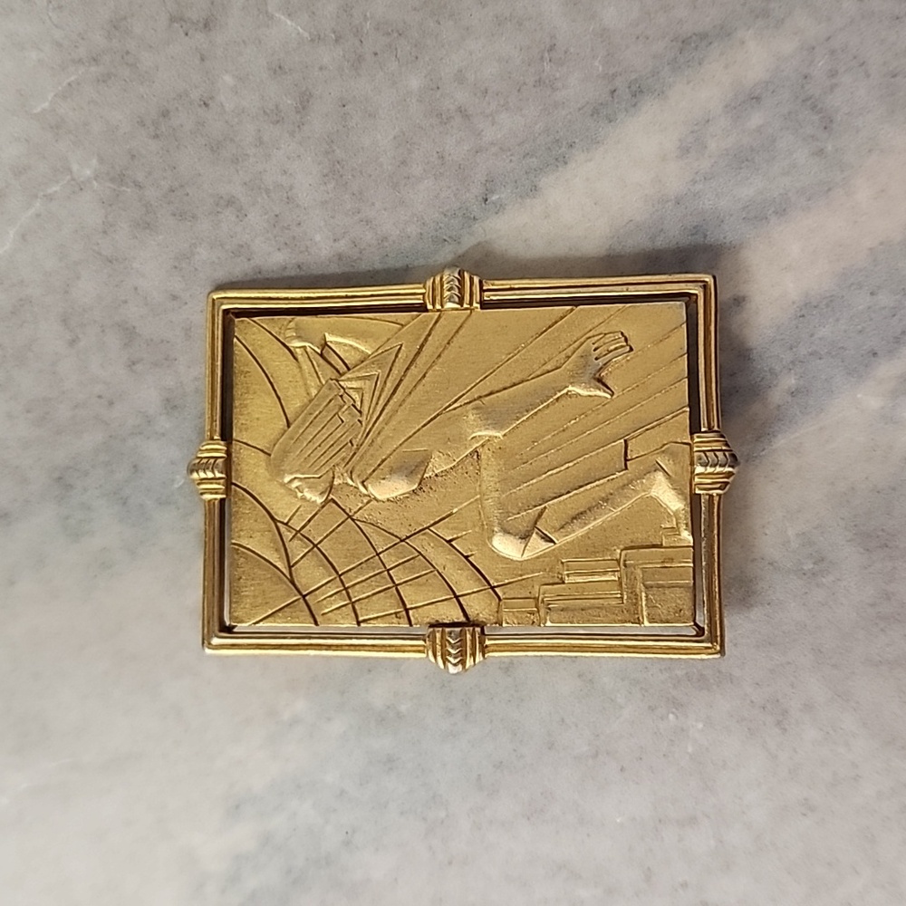 JJ Art Deco Framed "Superman" Brooch